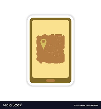 Paper sticker on white background mobile phone map vector image