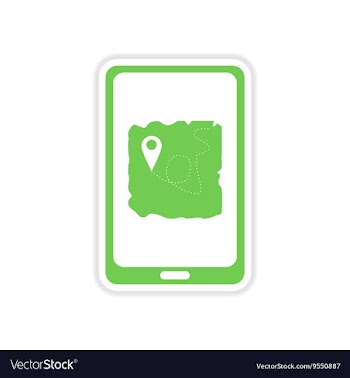 Paper sticker on white background mobile phone map vector image