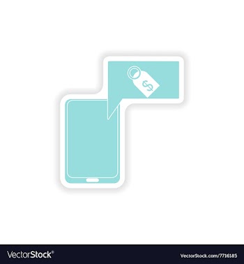 Paper sticker on white background mobile phone vector image