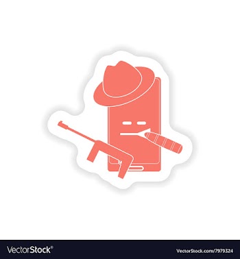 Paper sticker on white background mobile phone vector image