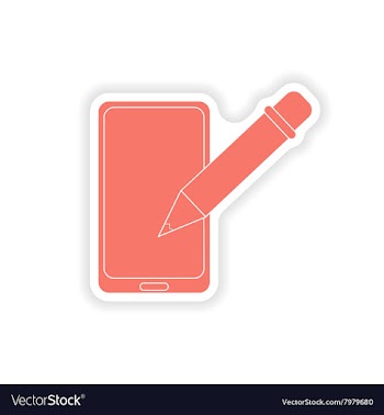 Paper sticker on white background mobile phone vector image