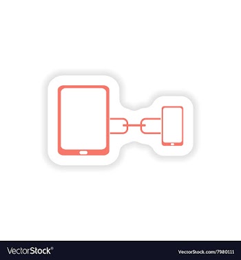Paper sticker on white background mobile phone vector image