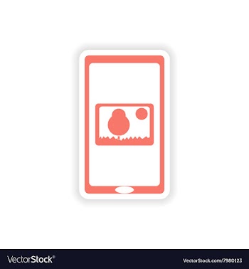 Paper sticker on white background mobile phone vector image
