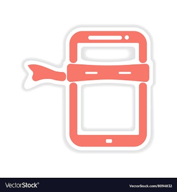 Paper sticker on white background mobile phone vector image