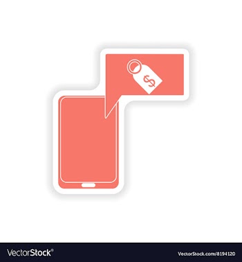 Paper sticker on white background mobile phone vector image