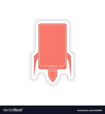 Paper sticker on white background mobile phone vector image