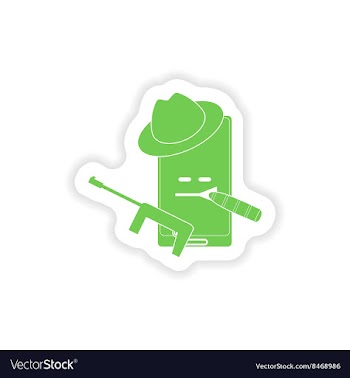 Paper sticker on white background mobile phone vector image