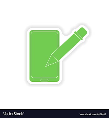Paper sticker on white background mobile phone vector image