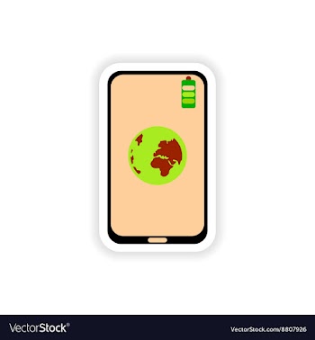 Paper sticker on white background mobile phone vector image
