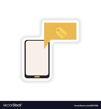 Paper sticker on white background mobile phone vector image