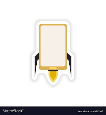 Paper sticker on white background mobile phone vector image