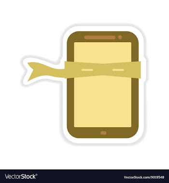 Paper sticker on white background mobile phone vector image