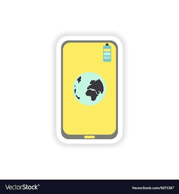 Paper sticker on white background mobile phone vector image