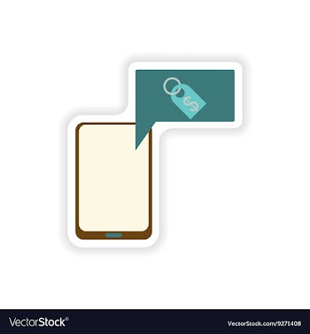 Paper sticker on white background mobile phone vector image
