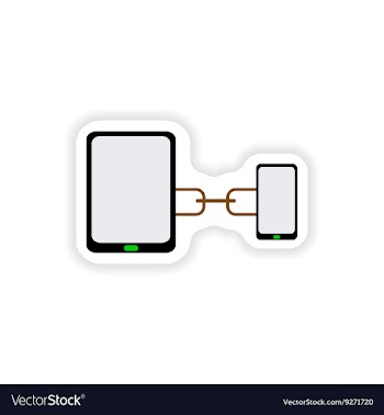 Paper sticker on white background mobile phone vector image