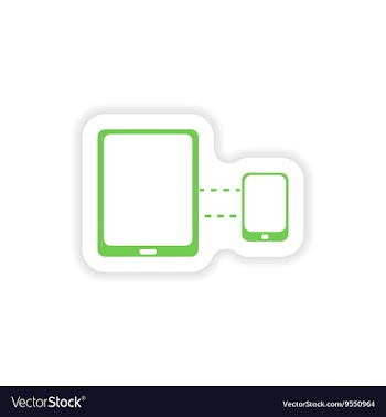 Paper sticker on white background mobile phone vector image