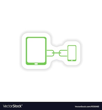 Paper sticker on white background mobile phone vector image