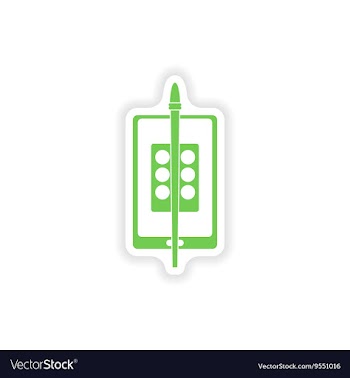 Paper sticker on white background mobile phone vector image
