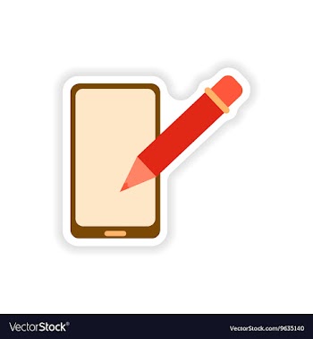 Paper sticker on white background mobile phone vector image