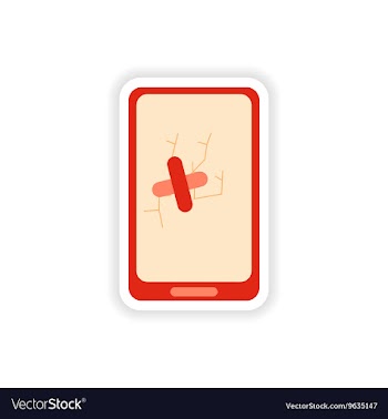 Paper sticker on white background mobile phone vector image