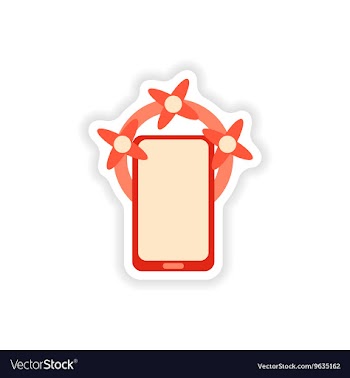 Paper sticker on white background mobile phone vector image