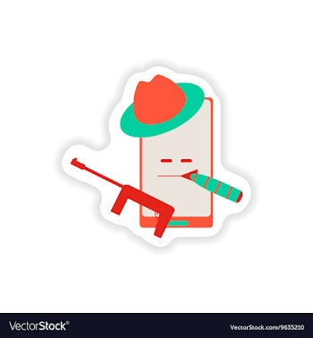 Paper sticker on white background mobile phone vector image