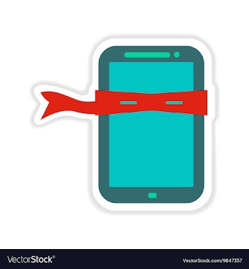 Paper sticker on white background mobile phone vector image