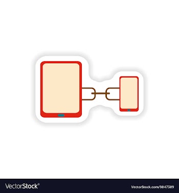 Paper sticker on white background mobile phone vector image