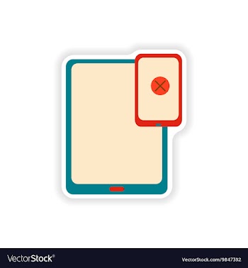 Paper sticker on white background mobile phone vector image