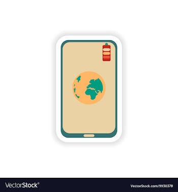 Paper sticker on white background mobile phone vector image