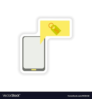 Paper sticker on white background mobile phone vector image
