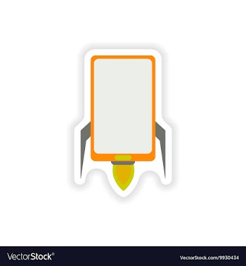 Paper sticker on white background mobile phone vector image