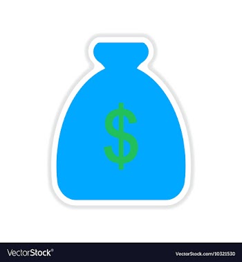 Paper sticker on white background money bag vector image