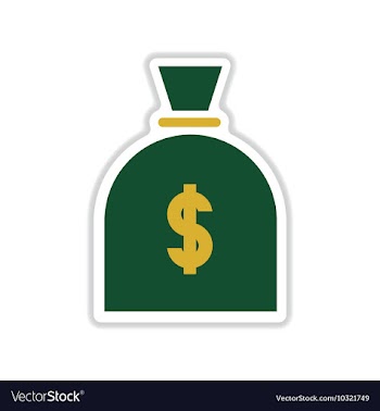 Paper sticker on white background money bag vector image