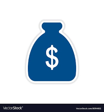Paper sticker on white background money bag vector image