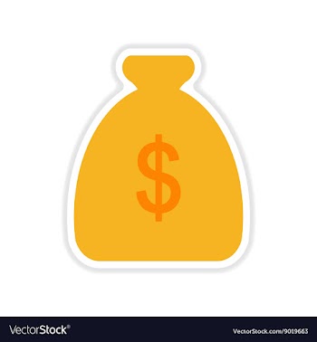 Paper sticker on white background money bag vector image