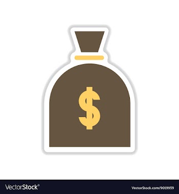 Paper sticker on white background money bag vector image