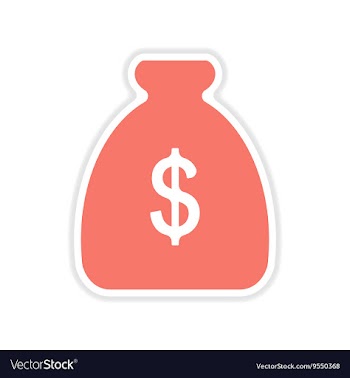 Paper sticker on white background money bag vector image