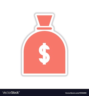 Paper sticker on white background money bag vector image