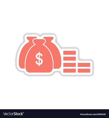 Paper sticker on white background money bags vector image