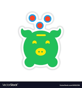 Paper sticker on white background money box vector image