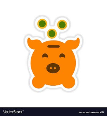 Paper sticker on white background money box vector image