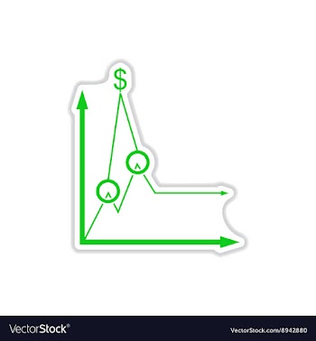 Paper sticker on white background money graph vector image