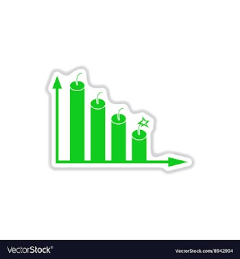 Paper sticker on white background money graph vector image