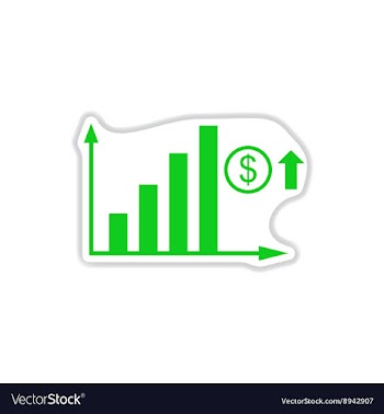 Paper sticker on white background money graph vector image