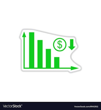 Paper sticker on white background money graph vector image