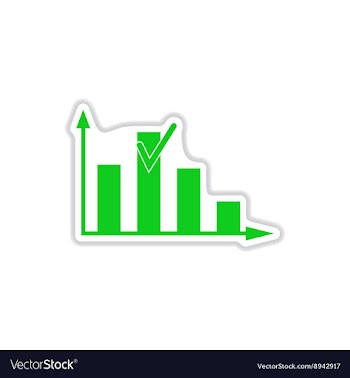Paper sticker on white background money graph vector image