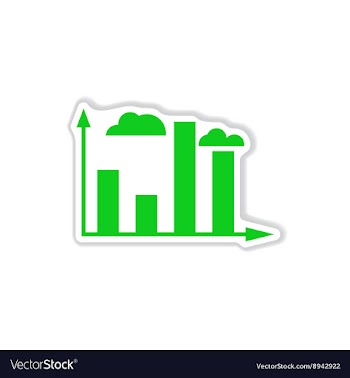Paper sticker on white background money graph vector image