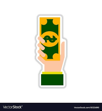 Paper sticker on white background money in hand vector image