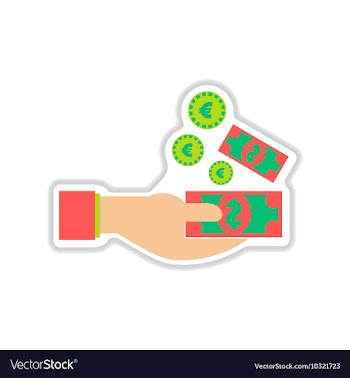 Paper sticker on white background money in hand vector image
